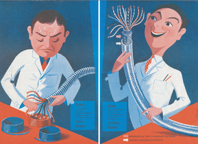 El primer folleto publicitario en 1958 se centra en los beneficios para el cliente.